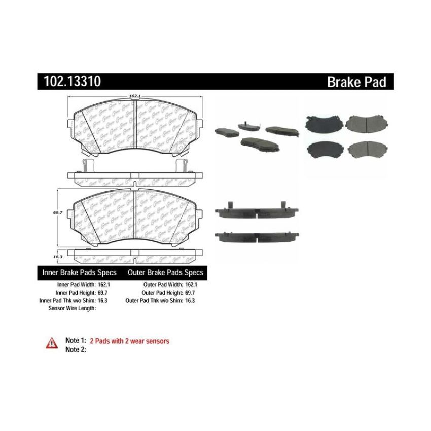 CENTRIC PARTS 102.13310 C-Tek Semi-Metallic Brake Pads with Shims