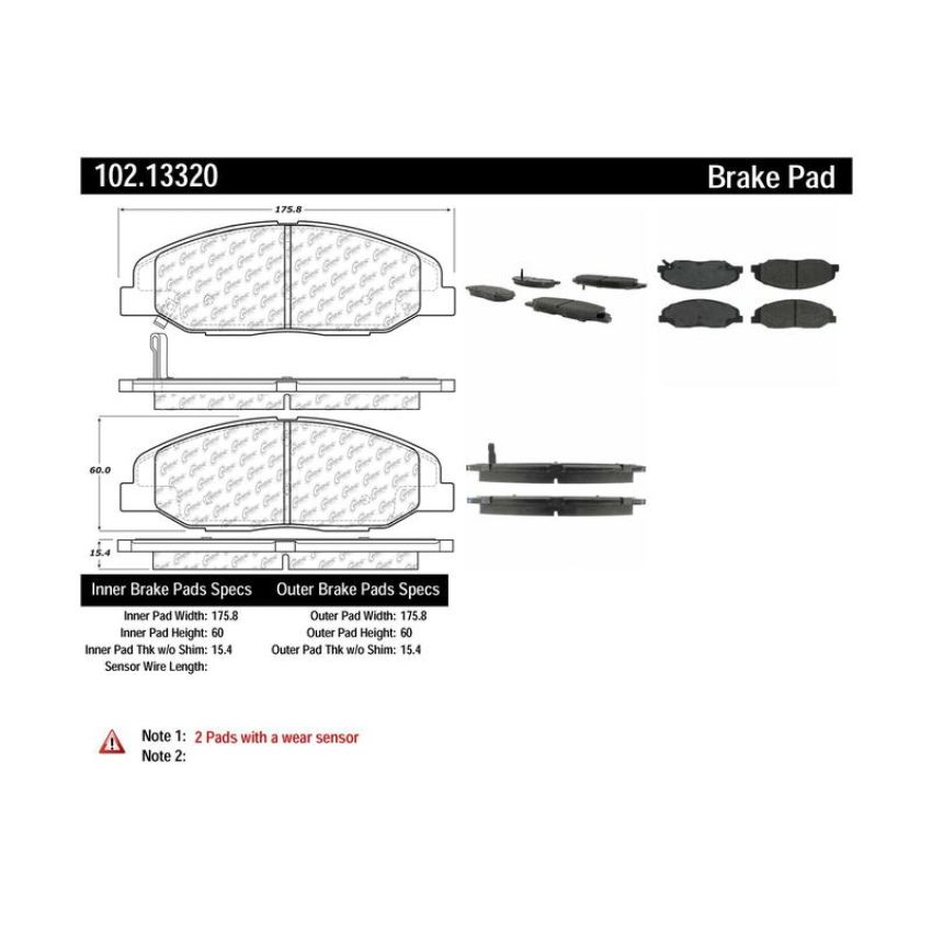 CENTRIC PARTS 102.13320 C-Tek Semi-Metallic Brake Pads with Shims