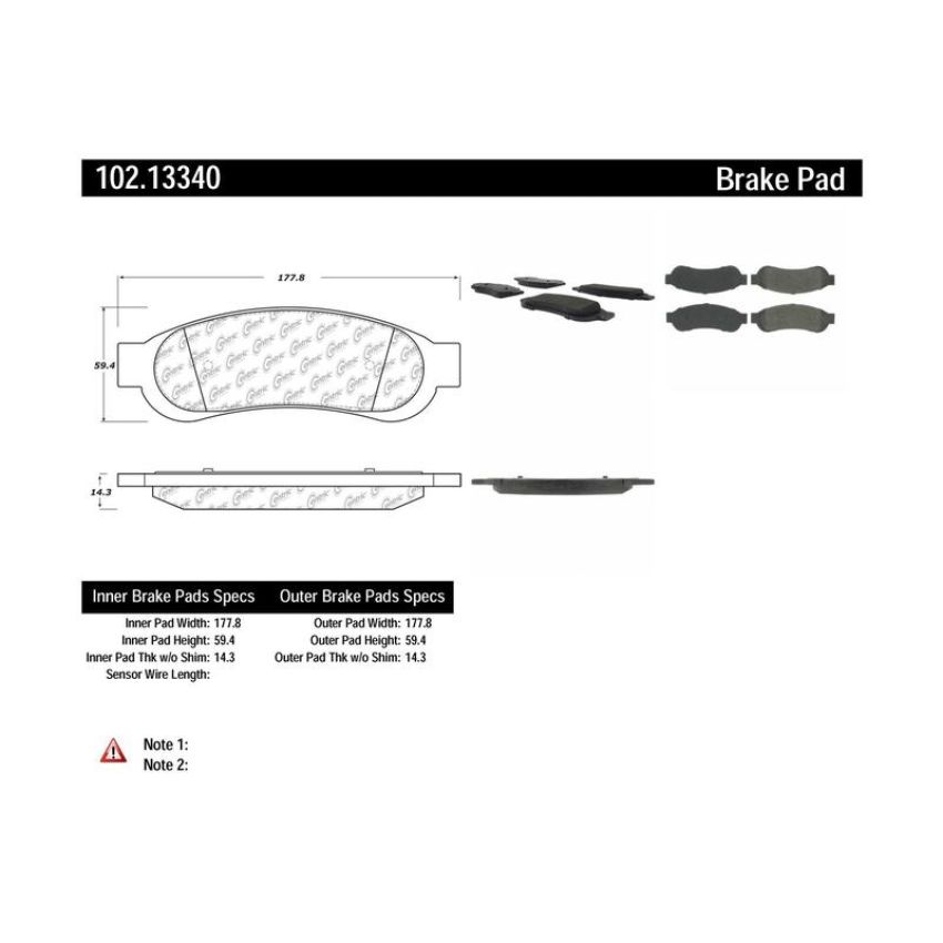 CENTRIC PARTS 102.13340 C-Tek Semi-Metallic Brake Pads with Shims