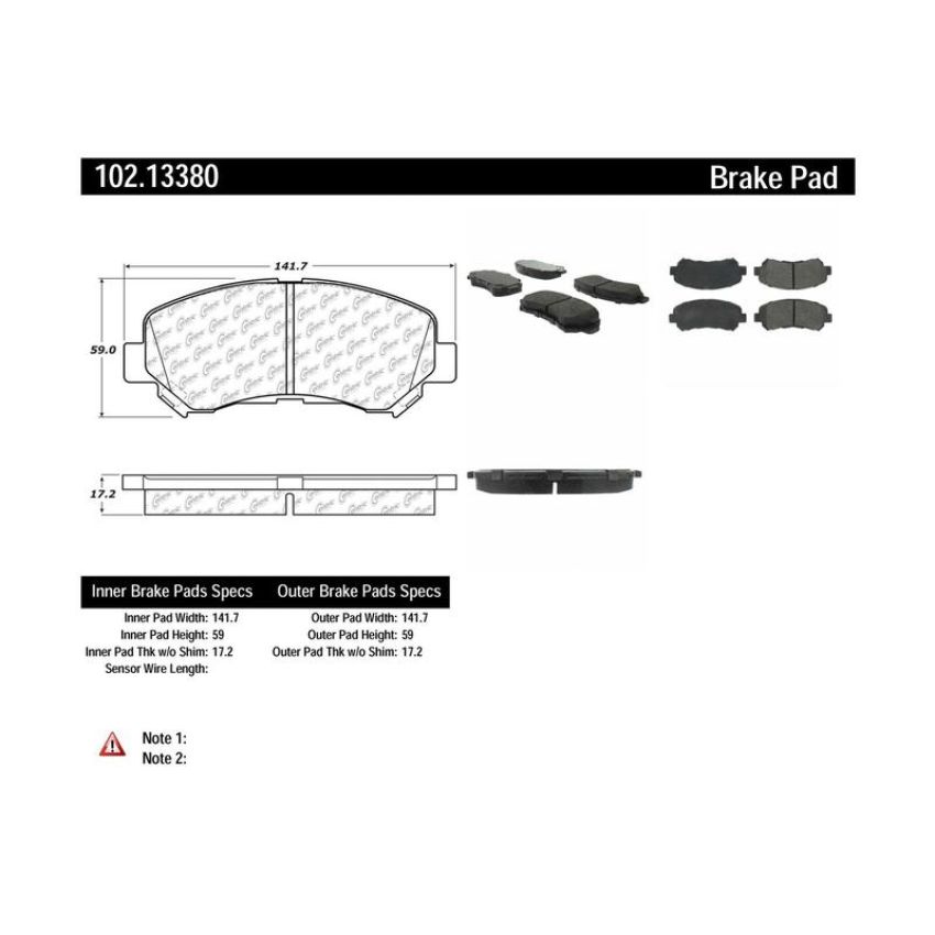 CENTRIC PARTS 102.13380 C-Tek Semi-Metallic Brake Pads with Shims