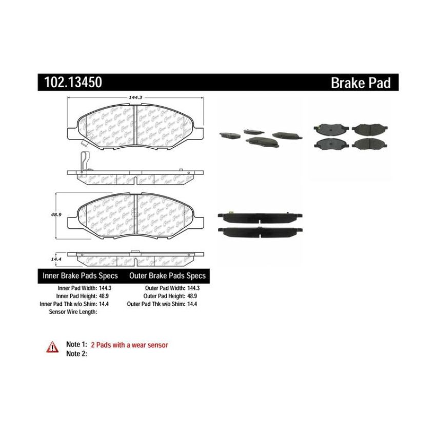 CENTRIC PARTS 102.13450 C-Tek Semi-Metallic Brake Pads with Shims
