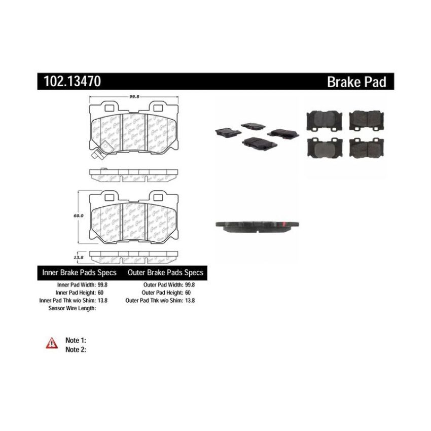 CENTRIC PARTS 102.13470 C-Tek Semi-Metallic Brake Pads with Shims