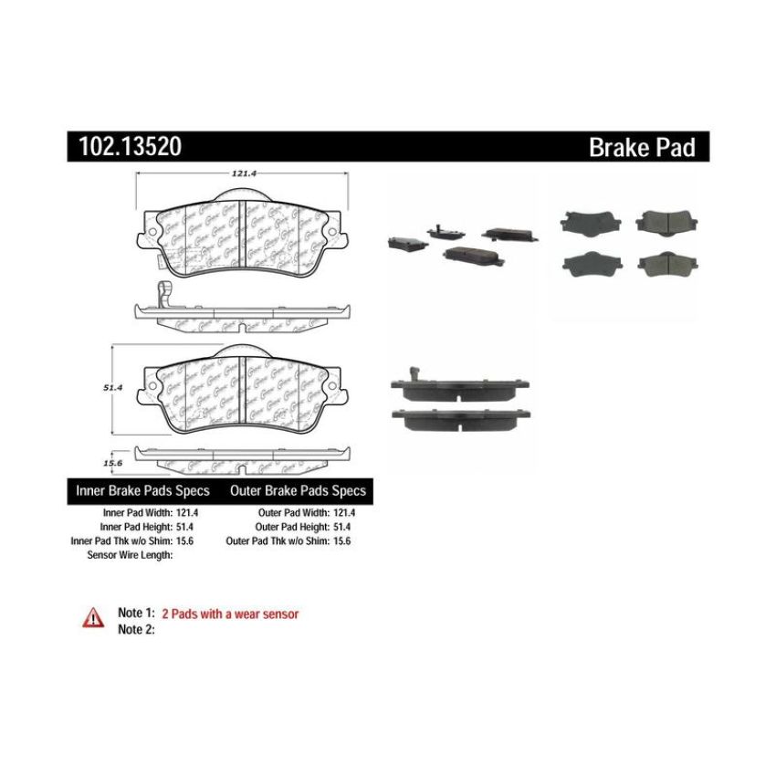 CENTRIC PARTS 102.13520 C-Tek Semi-Metallic Brake Pads with Shims