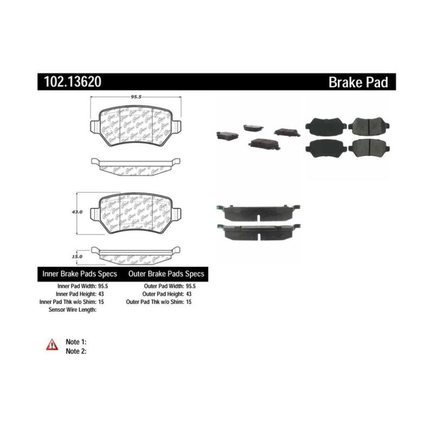 CENTRIC PARTS 102.13620 C-Tek Semi-Metallic Brake Pads with Shims