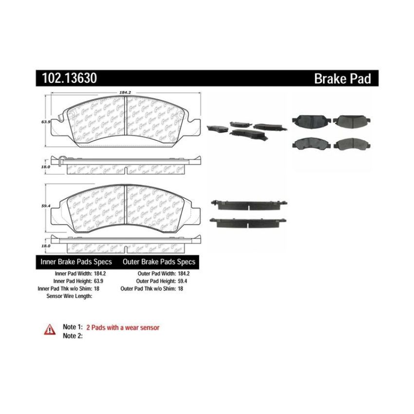 CENTRIC PARTS 102.13630 C-Tek Semi-Metallic Brake Pads with Shims
