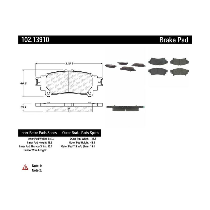 CENTRIC PARTS 102.13910 C-Tek Semi-Metallic Brake Pads with Shims