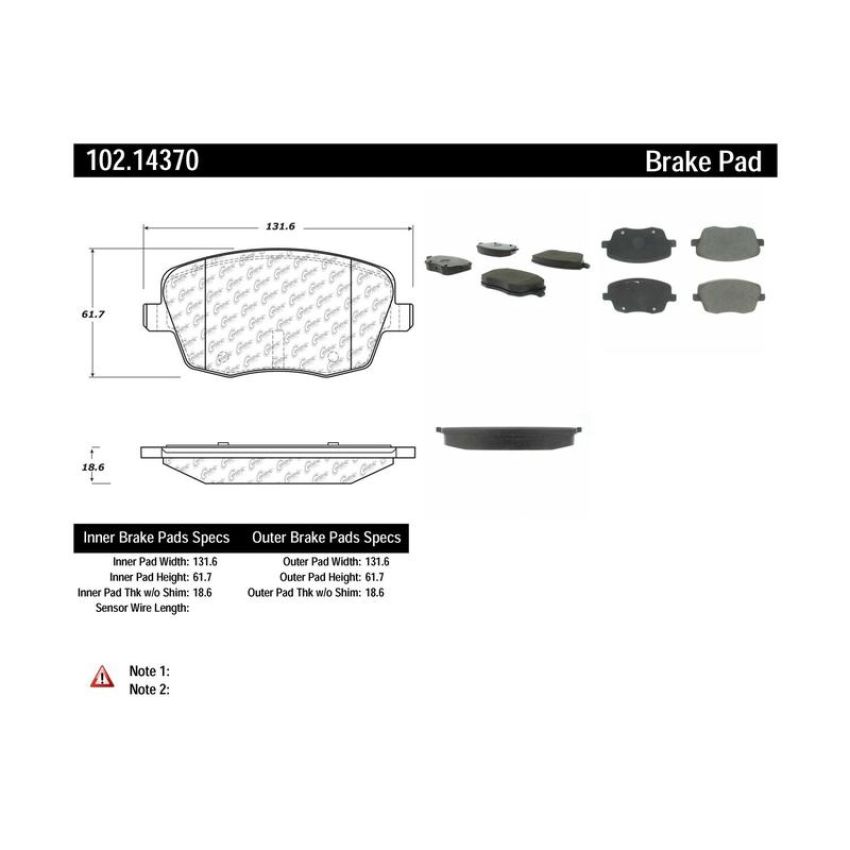 CENTRIC PARTS 102.14370 C-Tek Semi-Metallic Brake Pads with Shims