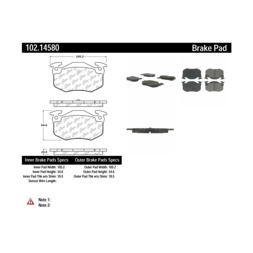 CENTRIC PARTS 102.14580 C-Tek Semi-Metallic Brake Pads with Shims