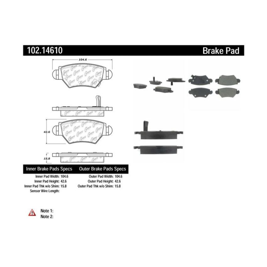 CENTRIC PARTS 102.14610 C-Tek Semi-Metallic Brake Pads with Shims