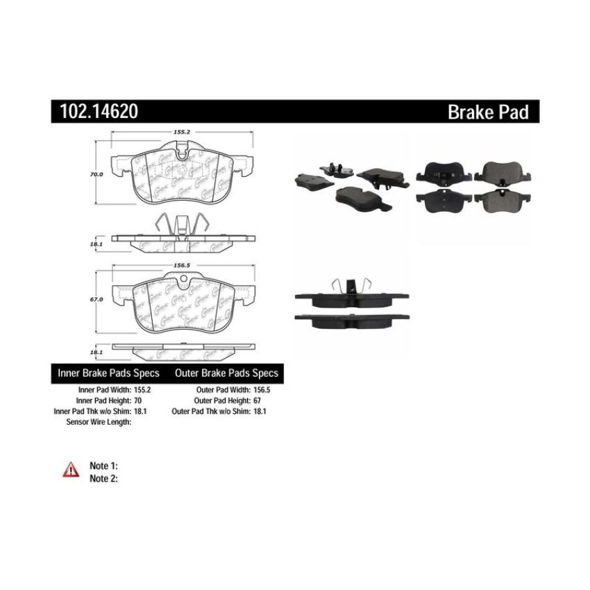 CENTRIC PARTS 102.14620 C-Tek Semi-Metallic Brake Pads with Shims