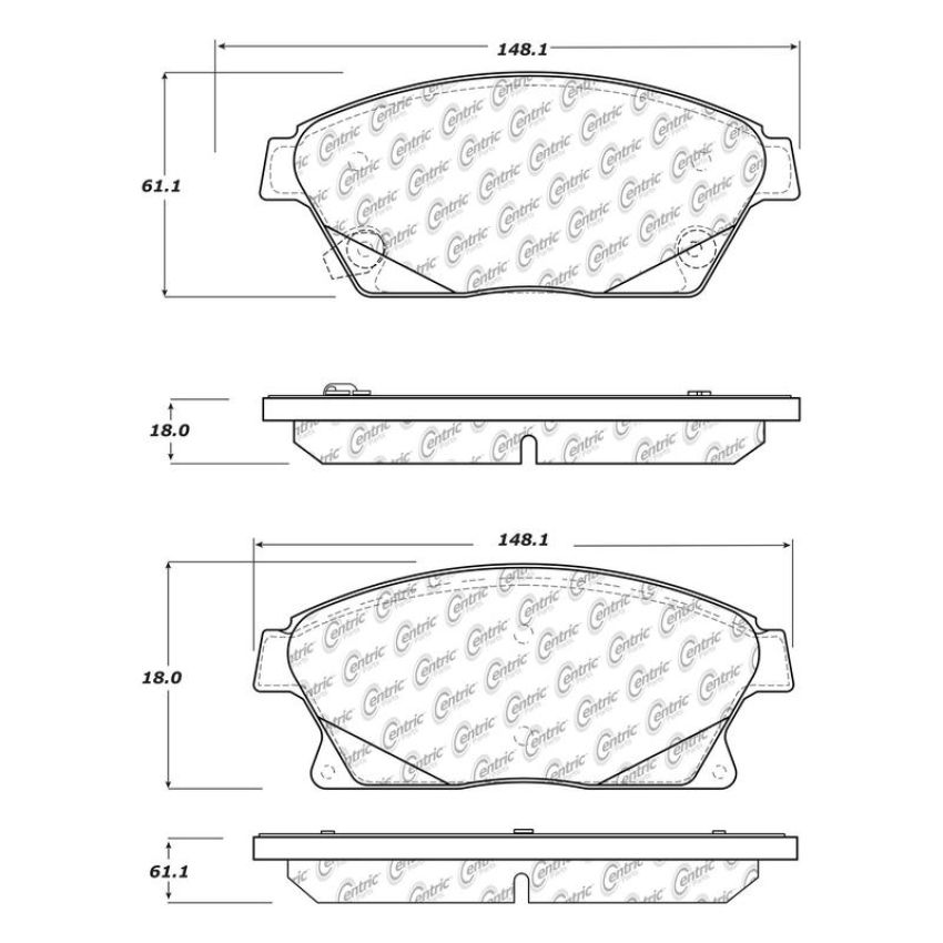 CENTRIC PARTS 102.14670 C-Tek Semi-Metallic Brake Pads with Shims
