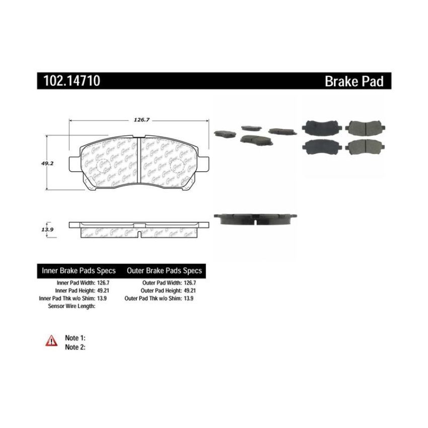 CENTRIC PARTS 102.14710 C-Tek Semi-Metallic Brake Pads with Shims