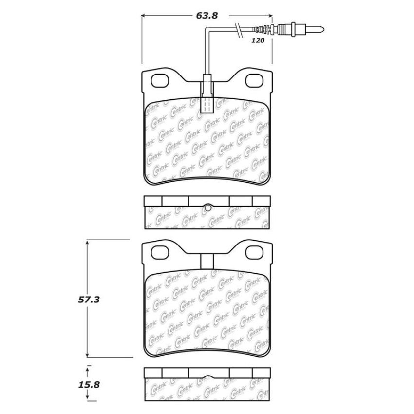 CENTRIC PARTS 102.14800 C-Tek Semi-Metallic Brake Pads with Shims