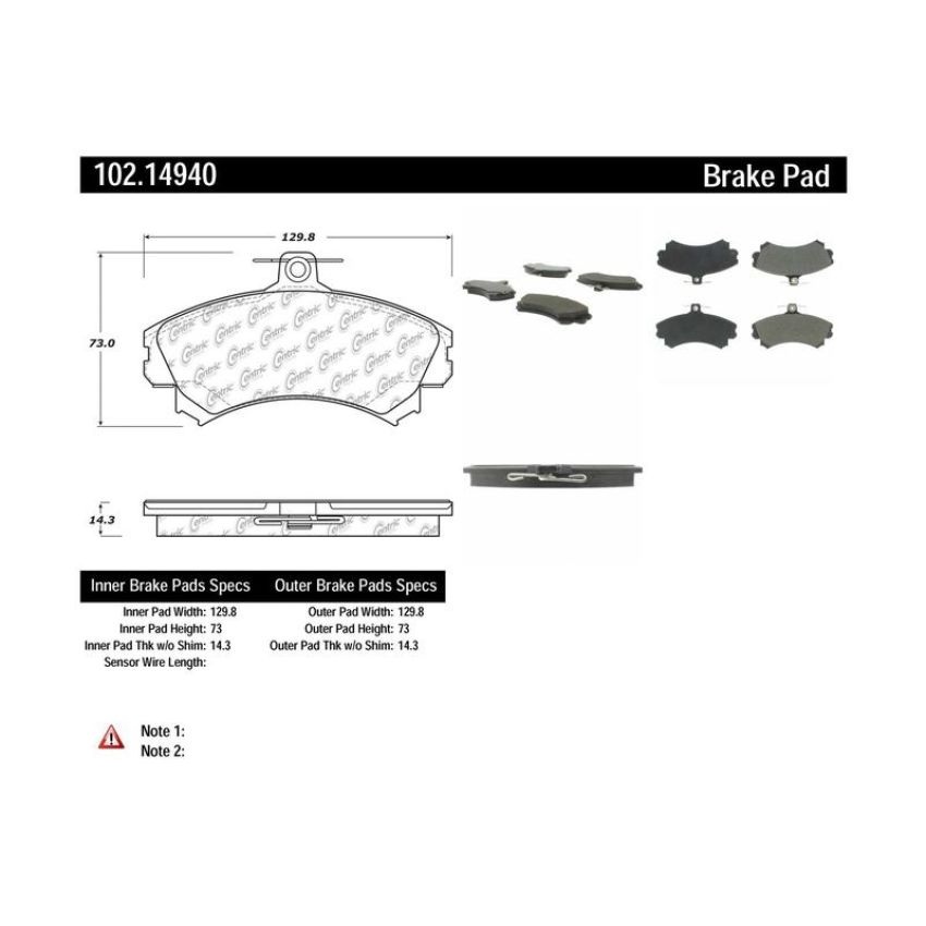 CENTRIC PARTS 102.14940 C-Tek Semi-Metallic Brake Pads with Shims