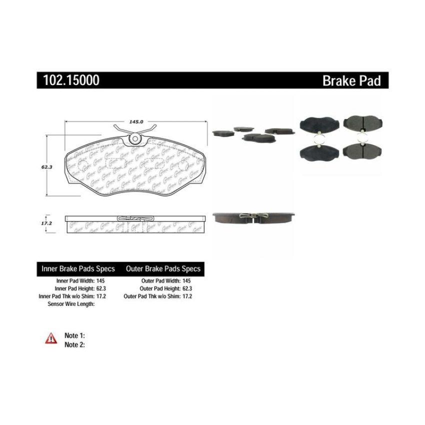 CENTRIC PARTS 102.15000 C-Tek Semi-Metallic Brake Pads with Shims