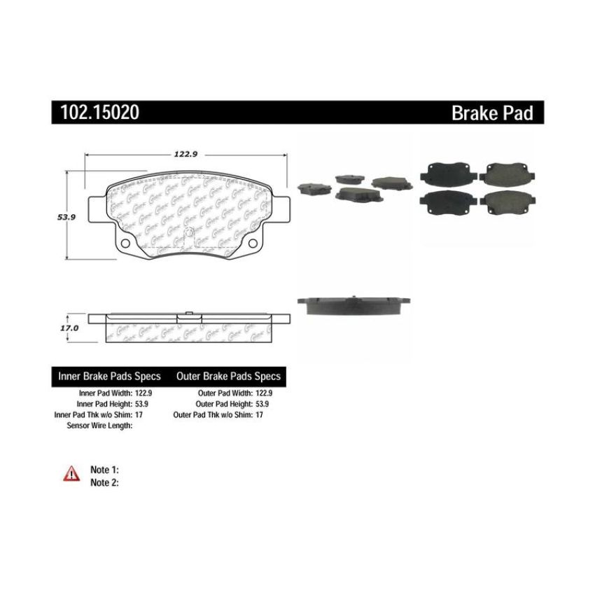 CENTRIC PARTS 102.15020 C-Tek Semi-Metallic Brake Pads with Shims