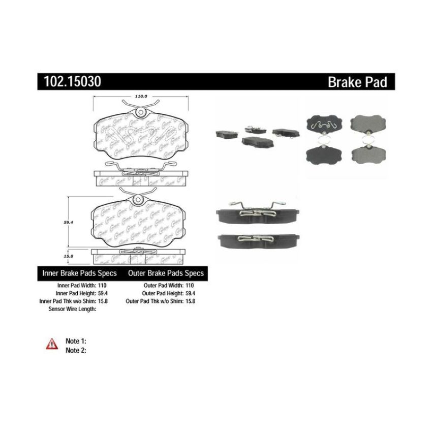 CENTRIC PARTS 102.15030 C-Tek Semi-Metallic Brake Pads with Shims