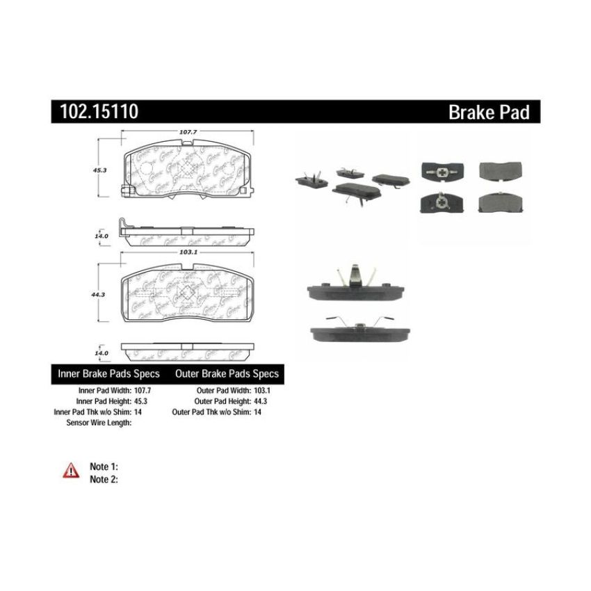CENTRIC PARTS 102.15110 C-Tek Semi-Metallic Brake Pads with Shims