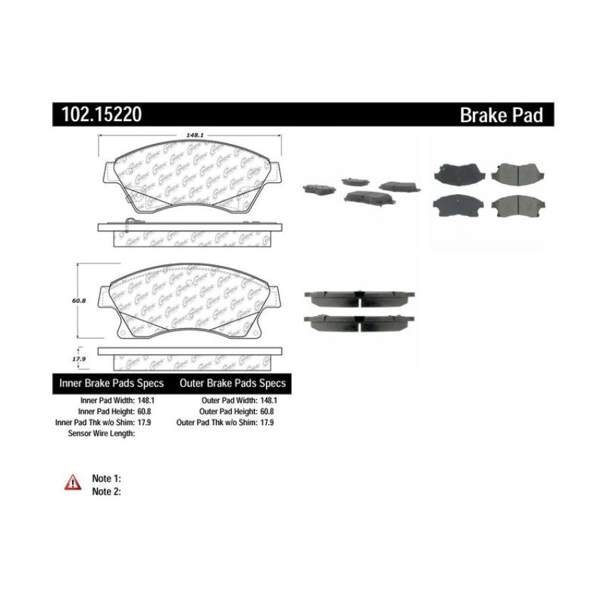 CENTRIC PARTS 102.15220 C-Tek Semi-Metallic Brake Pads with Shims