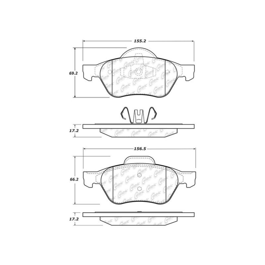CENTRIC PARTS 102.15420 C-Tek Semi-Metallic Brake Pads with Shims