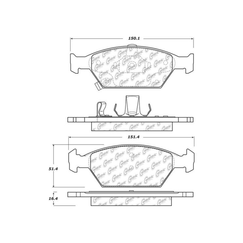CENTRIC PARTS 102.15530 C-Tek Semi-Metallic Brake Pads with Shims