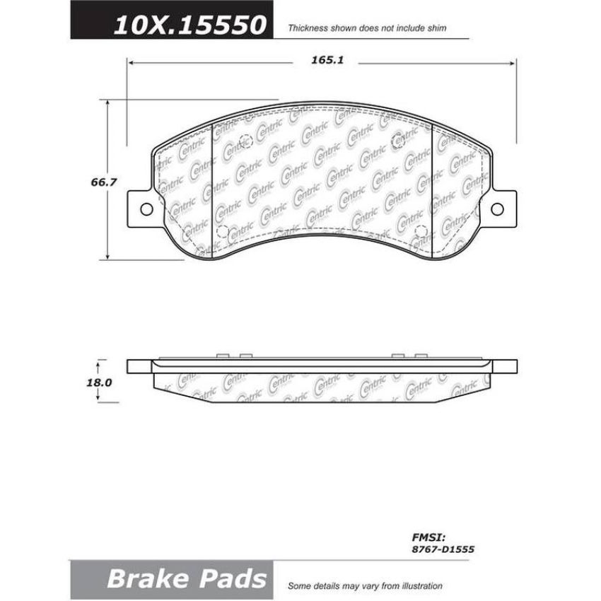 CENTRIC PARTS 102.15550 C-Tek Semi-Metallic Brake Pads with Shims
