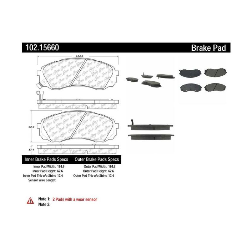 CENTRIC PARTS 102.15660 C-Tek Semi-Metallic Brake Pads with Shims