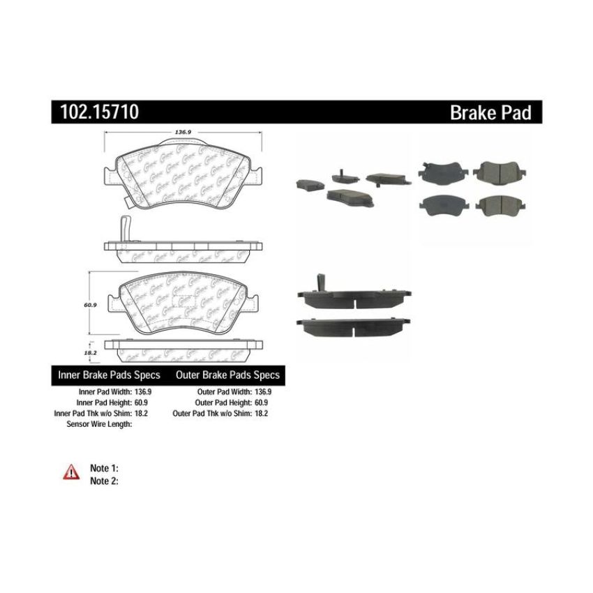 CENTRIC PARTS 102.15710 C-Tek Semi-Metallic Brake Pads with Shims