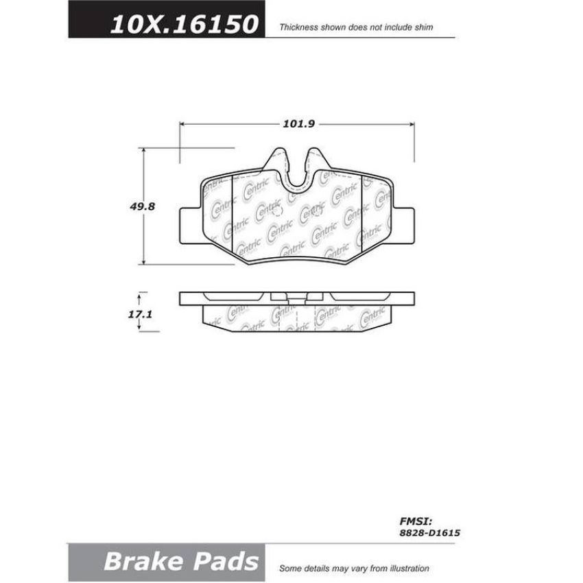 CENTRIC PARTS 102.16150 C-Tek Semi-Metallic Brake Pads with Shims