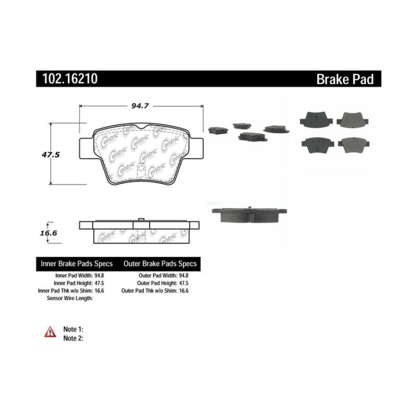 CENTRIC PARTS 102.16210 C-Tek Semi-Metallic Brake Pads with Shims