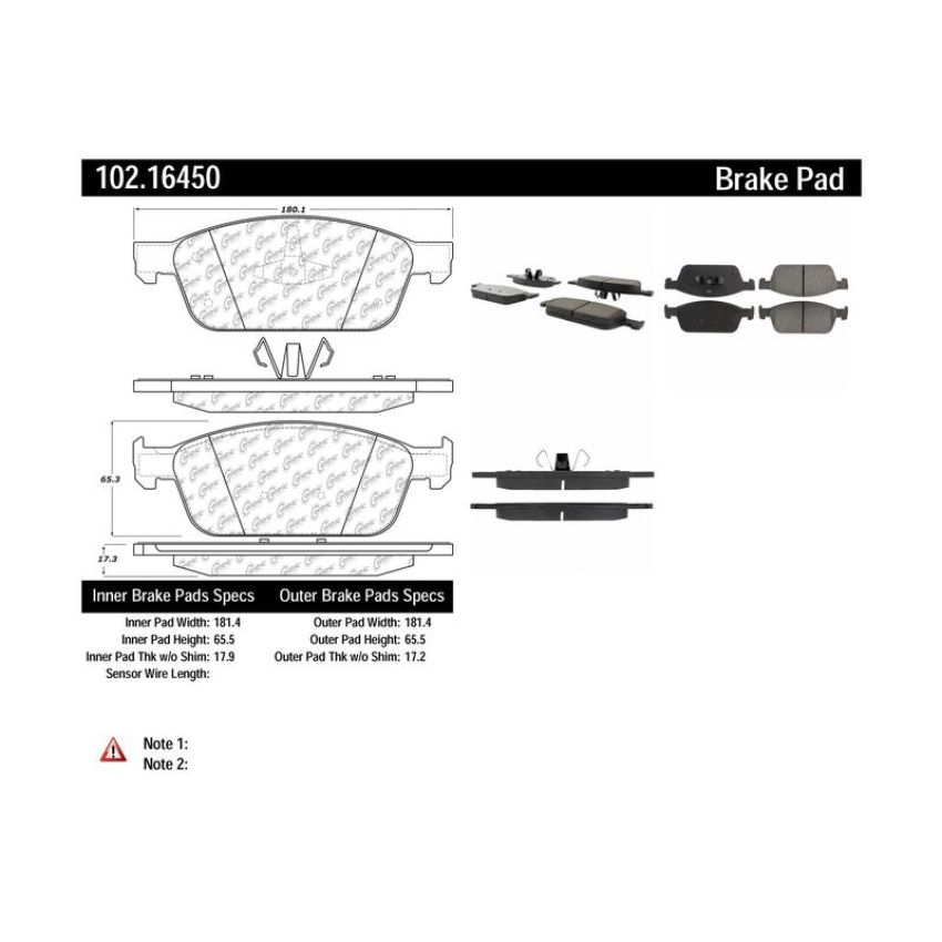 CENTRIC PARTS 102.16450 C-Tek Semi-Metallic Brake Pads with Shims