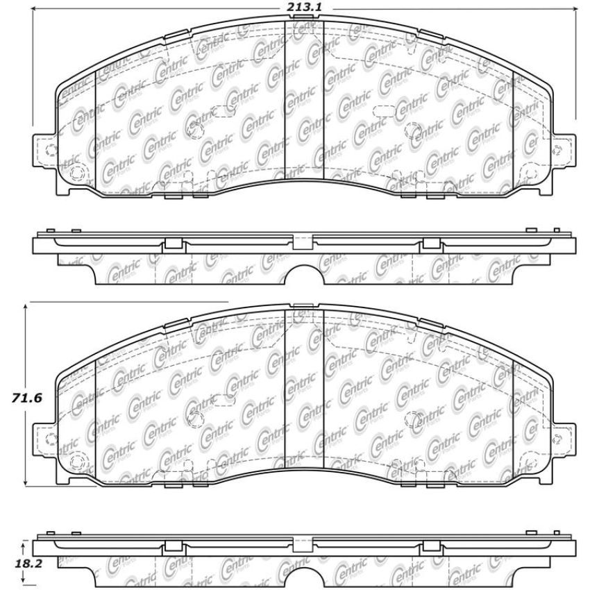 CENTRIC PARTS 102.16800 C-Tek Semi-Metallic Brake Pads with Shims