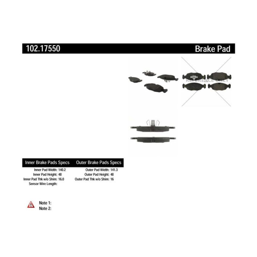 CENTRIC PARTS 102.17550 C-Tek Semi-Metallic Brake Pads with Shims