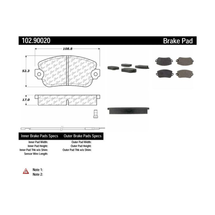 CENTRIC PARTS 102.90020 C-Tek Semi-Metallic Brake Pads with Shims