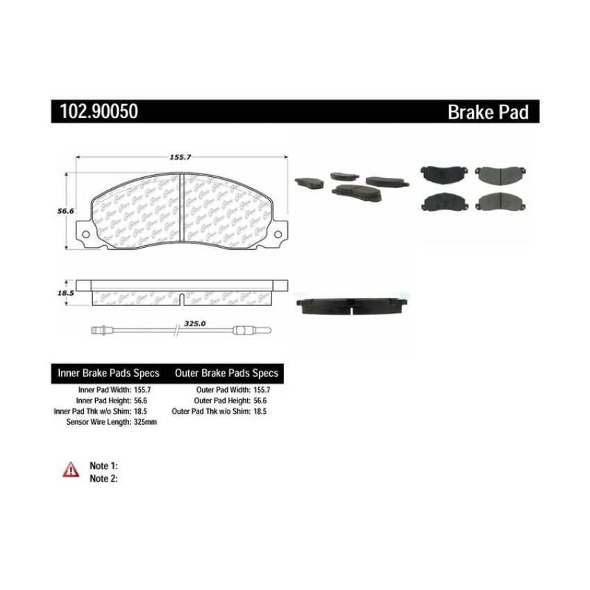 CENTRIC PARTS 102.90050 C-Tek Semi-Metallic Brake Pads with Shims