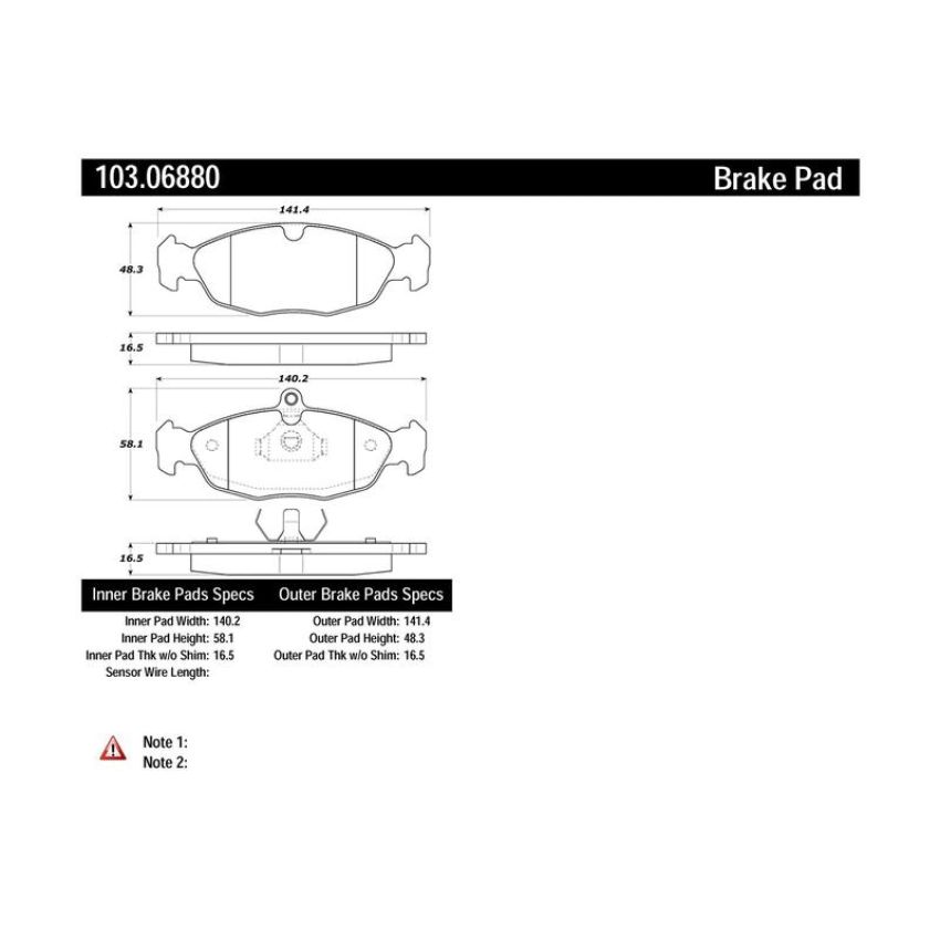 CENTRIC PARTS 103.06880 C-Tek Ceramic Brake Pads with Shims