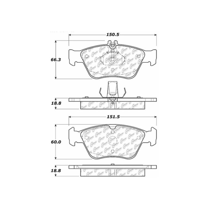 CENTRIC PARTS 103.07100 C-Tek Ceramic Brake Pads with Shims