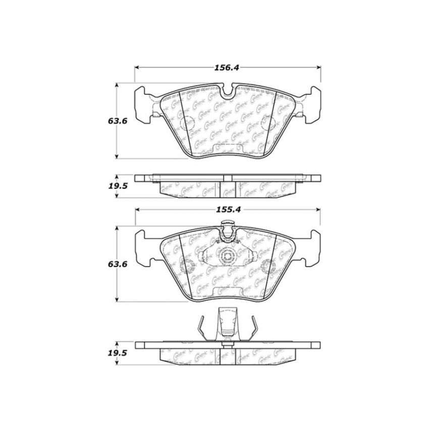 CENTRIC PARTS 103.07250 C-Tek Ceramic Brake Pads with Shims