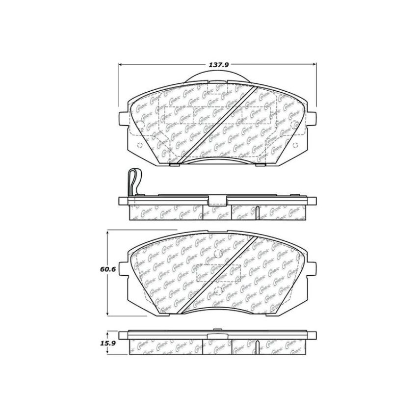 CENTRIC PARTS 103.12950 C-Tek Ceramic Brake Pads with Shims