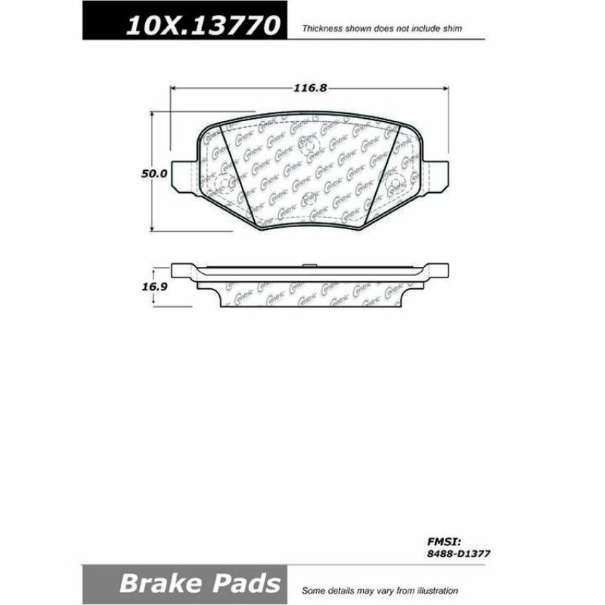 CENTRIC PARTS 103.13770 C-Tek Ceramic Brake Pads with Shims
