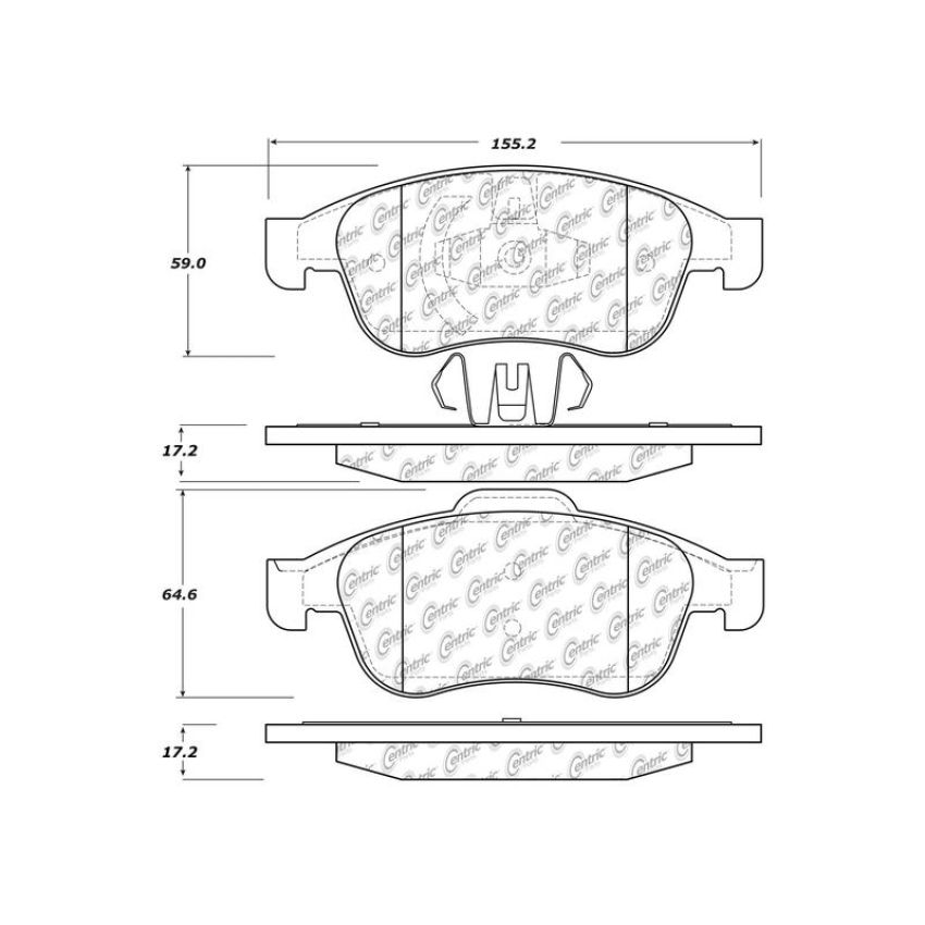 CENTRIC PARTS 103.16270 C-Tek Ceramic Brake Pads with Shims