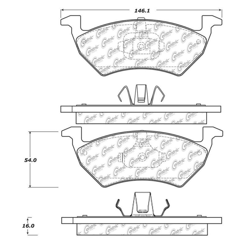 CENTRIC PARTS 103.16410 C-Tek Ceramic Brake Pads with Shims