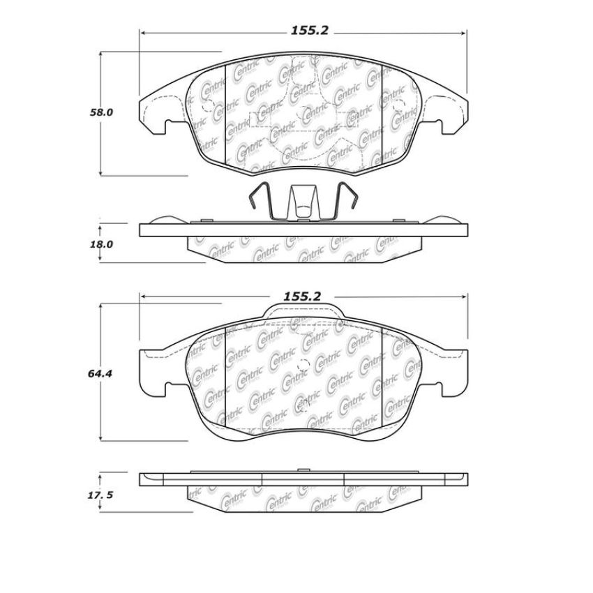 CENTRIC PARTS 103.17170 C-Tek Ceramic Brake Pads with Shims