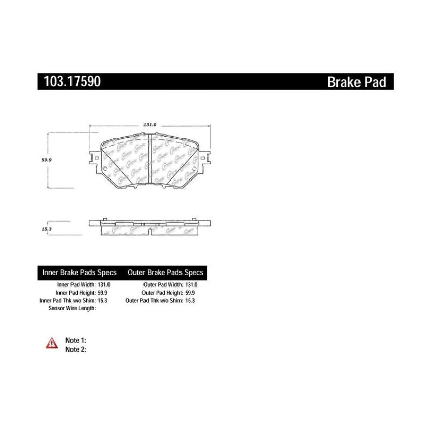 CENTRIC PARTS 103.17590 C-Tek Ceramic Brake Pads with Shims