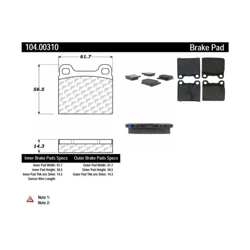 CENTRIC PARTS 104.00310 Posi Quiet Semi-Metallic Brake Pads