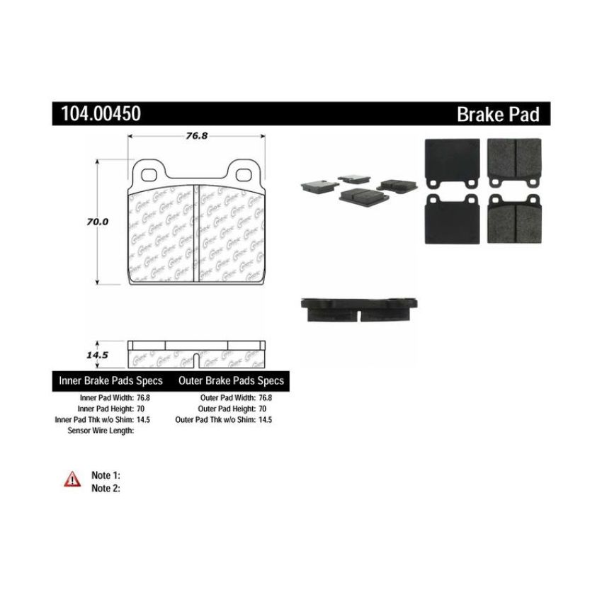 CENTRIC PARTS 104.00450 Posi Quiet Semi-Metallic Brake Pads