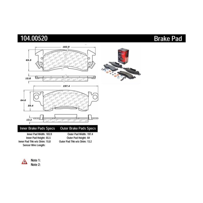 CENTRIC PARTS 104.00520 Posi Quiet Semi-Metallic Brake Pads with Hardware