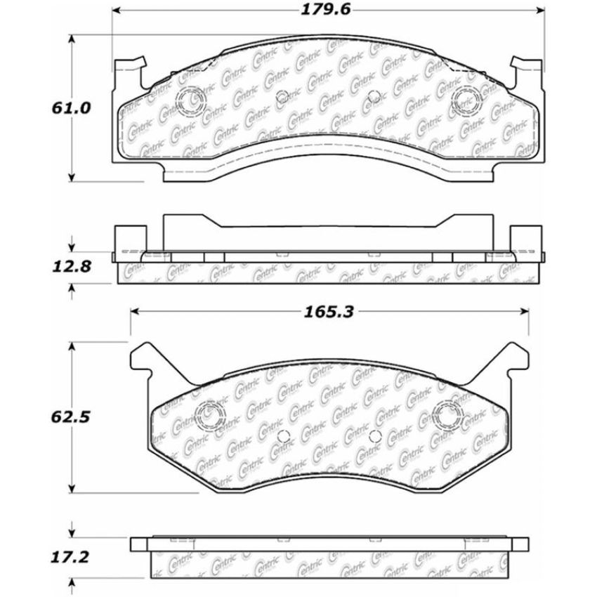 CENTRIC PARTS 104.01230 Posi Quiet Semi-Metallic Brake Pads with Hardware