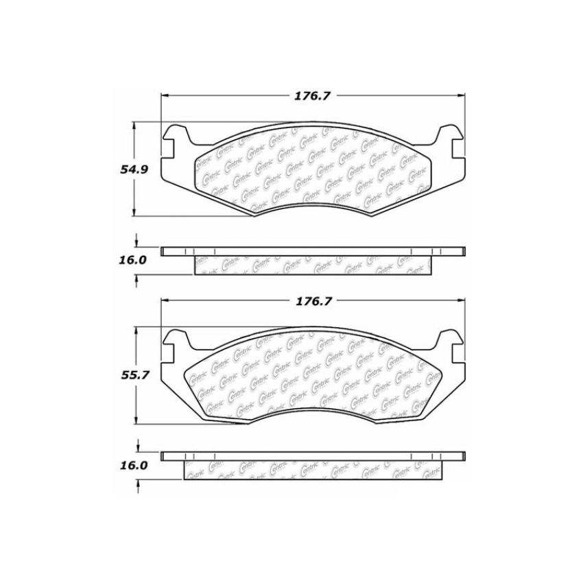 CENTRIC PARTS 104.02030 Posi Quiet Semi-Metallic Brake Pads with Hardware