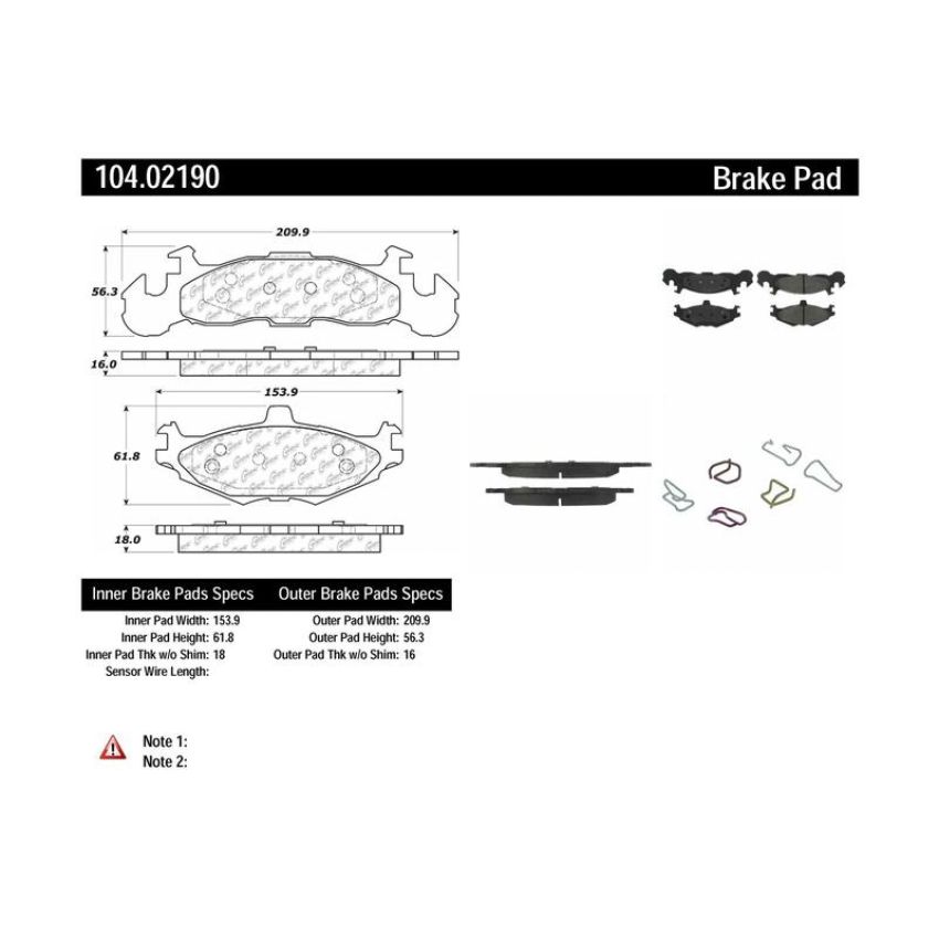 CENTRIC PARTS 104.02190 Posi Quiet Semi-Metallic Brake Pads with Hardware